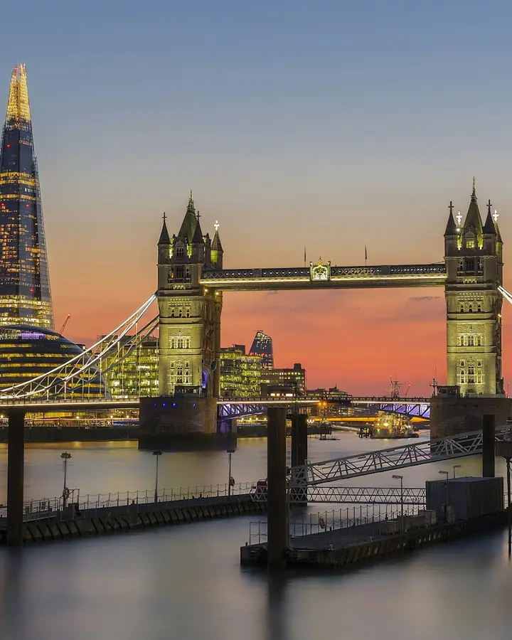 Tower Bridge in London at sunset