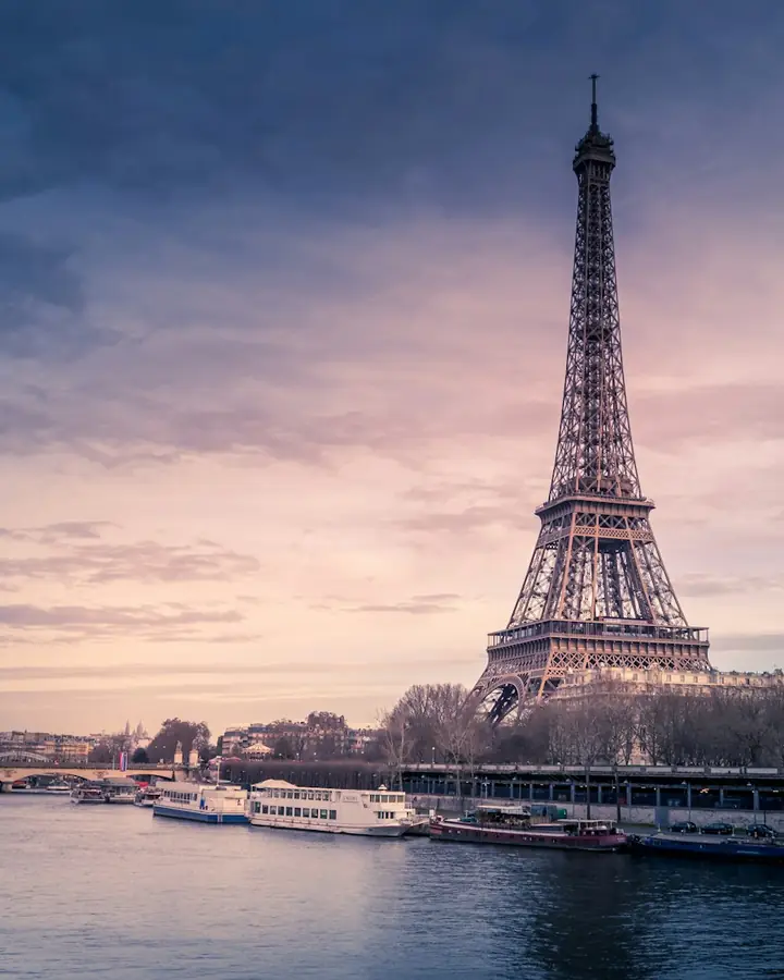 The Eiffel Tower in Paris at golden hour